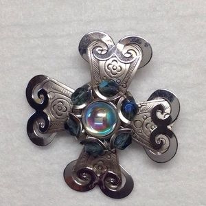 Silver Toned Celtic Inspired Brooch